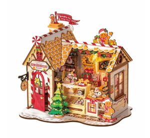 RoboTime 3D drevená skladačka Miniatúra domčeka Perníková chalúpka